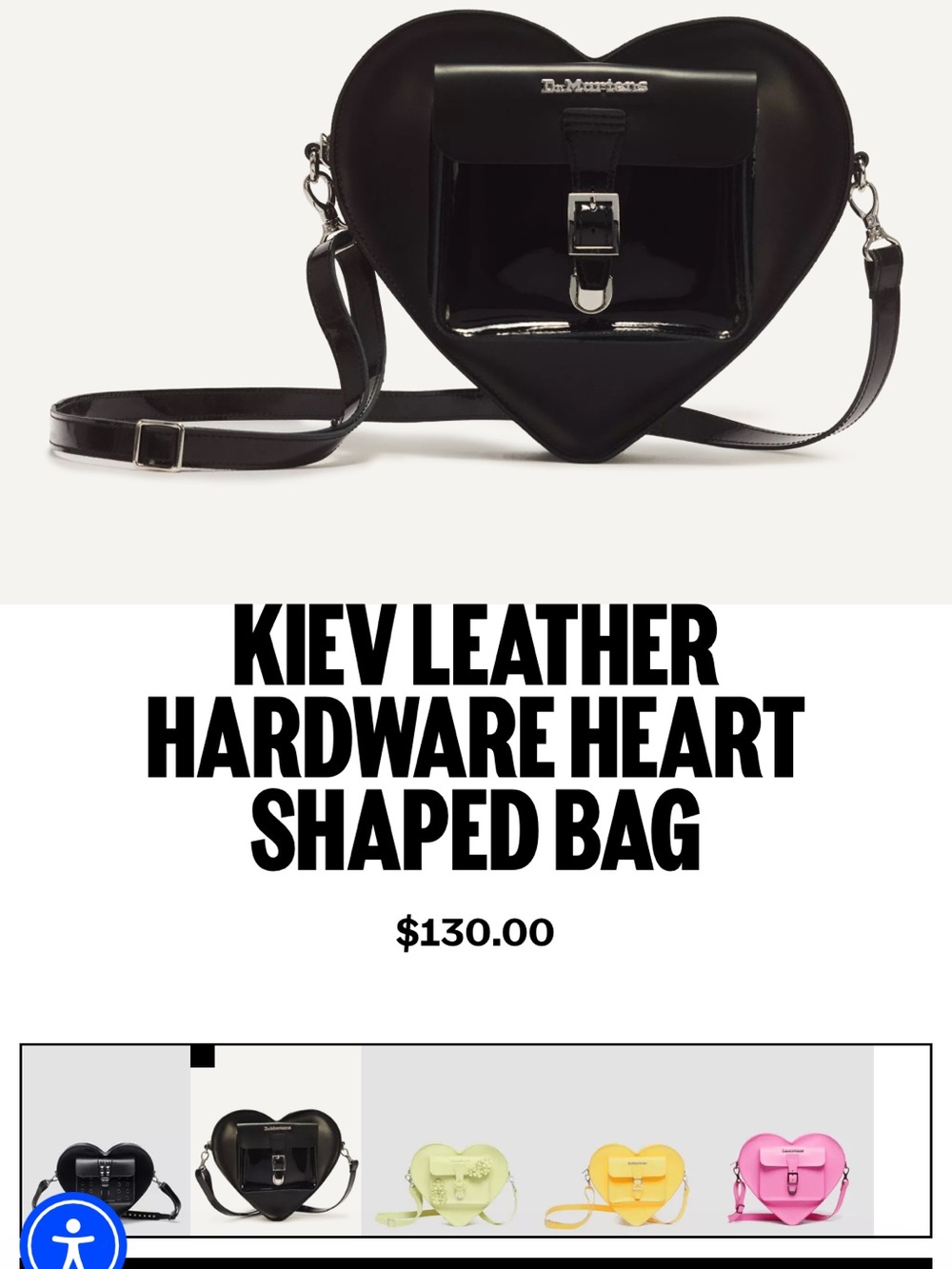 Dr. Martens Black Heart-Shaped Leather Crossbody Bag